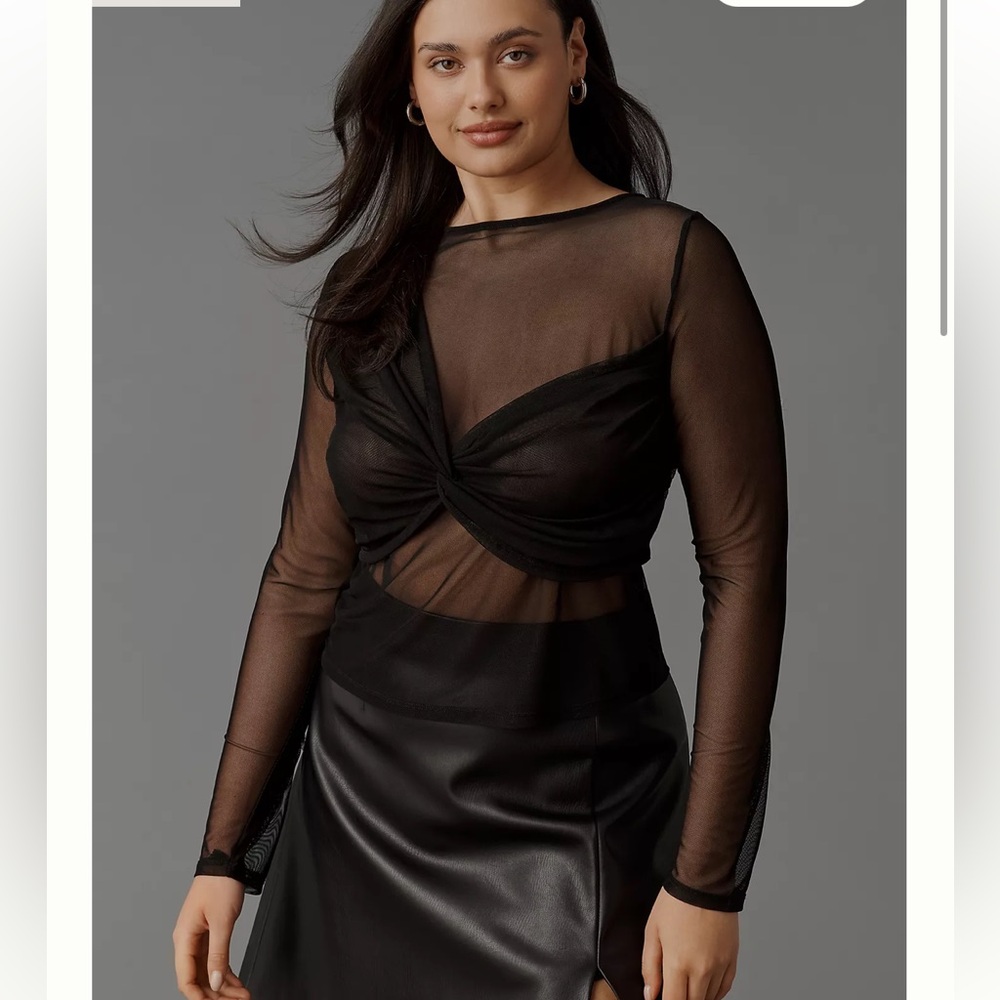 NEW Anthropologie Sarah Hann Emma Long Sleeved Mesh Top